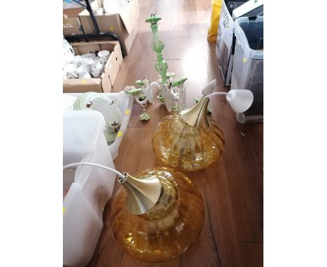 Two boxes of ceiling light fittings and shades