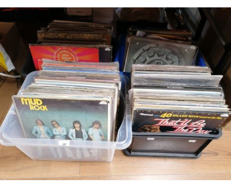 Four boxes of LP's - Neil Young, The Beatles, Carol King, Blue Oyster Cult, the Who, David Bowie etc