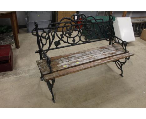 A metal garden bench
