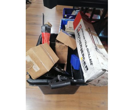 Collection of tools, pipe bender, adjustable torque wrench, Black &amp; Decker attachment finishing sander, jointing tool etc