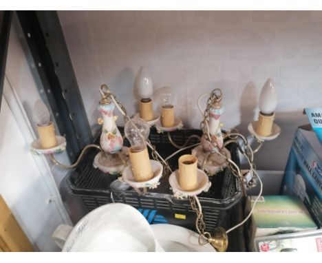Bed pans and two ceiling light fittings 