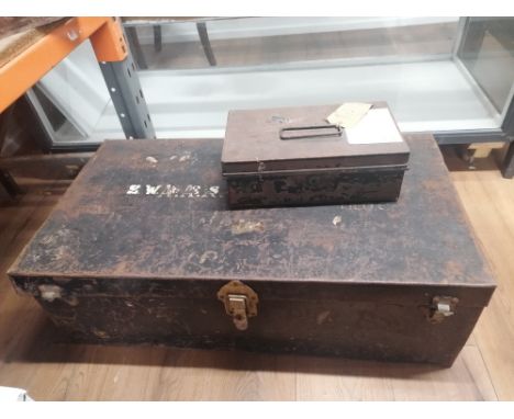 Metal trunk and a deed box 