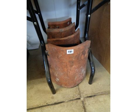 Set of 4 Terracotta Tile and Cast Iron wall light fittings          