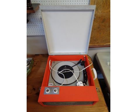 Westminster Fidelity 4 speed record player in orange case with PAT cert         
