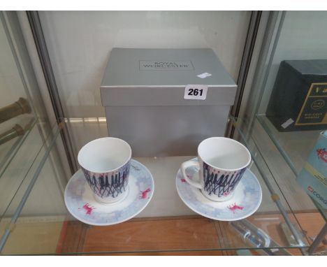 Boxed Royal Worcester 2 Piece coffee can set 'Dare to be Different' by Sarah Jane Szikora     