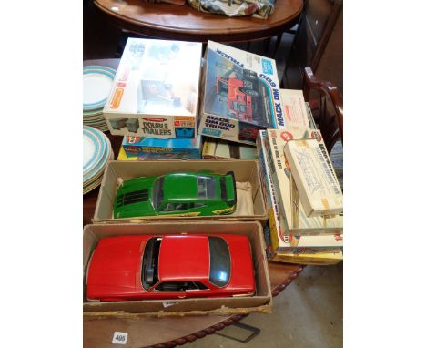 Collection of Air fix and Matchbox models and 2 boxed model cars         