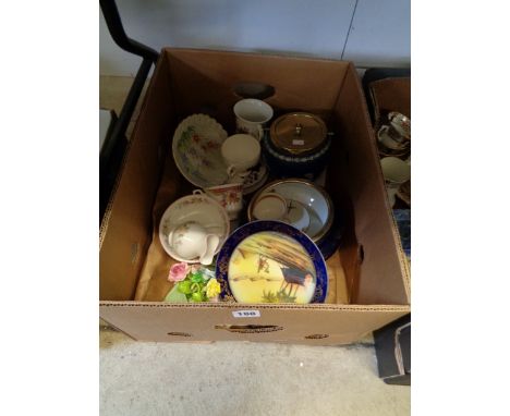 Wedgwood Jasperware biscuit barrel, Radford floral decorated dish and assorted ceramics          