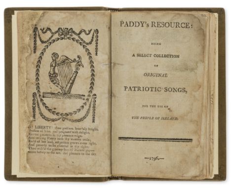 Irish Liberty.- [Porter (James)] Paddy's Resource: Being a Select Collection of Original Patriotic Songs, woodcut frontispiec