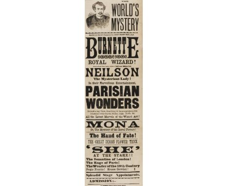Conjuring Posters.- Rogers (R.) Printers. The World's Mystery. Important and Expensive Engagement for a Short Season Only of 