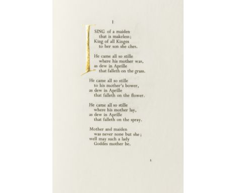 Stanbrook Abbey Press.- Christmas Lyrics Fifteenth Century, second impression, [one of 400 copies], printed in red & black, i