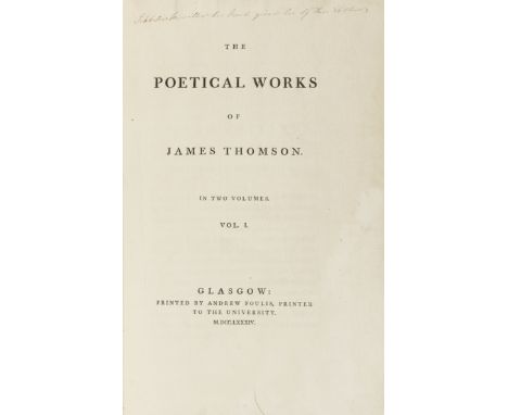Thomson (James) The Poetical Works, 2 vol., list of subscribers at end of vol.1, contemporary ownership inscription at head o