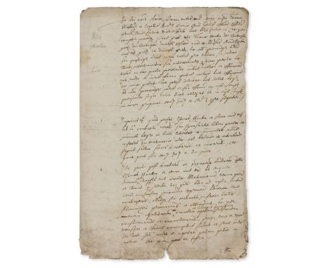 17th century divorce.- Divorce proceedings between Thomas and Ann Hooton of Bebington, Cheshire, manuscript in Latin, 3pp., s