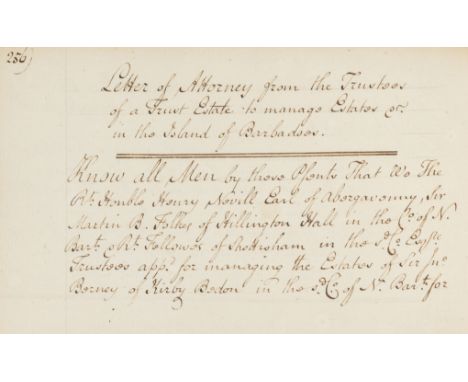 Barbados & Law.- Whincop (Robert, clerk to John Pye, Walsingham, Norfolk, fl. 1770s) [Legal Precedents & Terms], manuscript, 