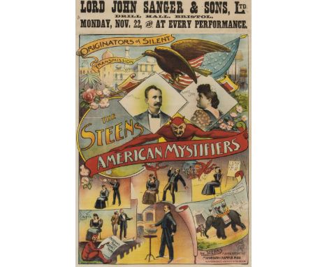 Conjuring Posters.- Lord John Sanger & Sons. The Steens, American Mystifiers: Originators of Silent Transmission, broadside p