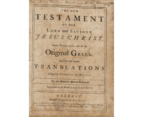 Bible, English. The Holy Bible, 2 parts in 1, double column, General title and NT titles replacements on stubs, lacks 2R4 at 