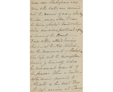 Wiltshire, Isle of Wight, Hampshire & Warwickshire.- Route & Tour to the Isle of Wight, manuscript, 47pp., some ff. excised, 