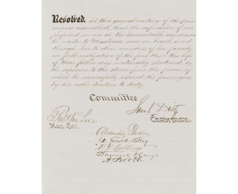 Death of a Captain at Sea.- In Memoriam...the life of Captain Robert W. Grace, manuscript with signatures, 19pp. excluding bl