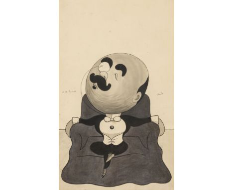δ Beerbohm (Max) Marquis Luis de Soveral, the Portuguese Ambassador in London, pen and black ink, brush, watercolour and grey