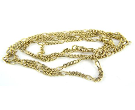 A 9ct gold fancy link chain, with graduated link design, and single clip clasp, 64cm long overall, 9.3g all in.