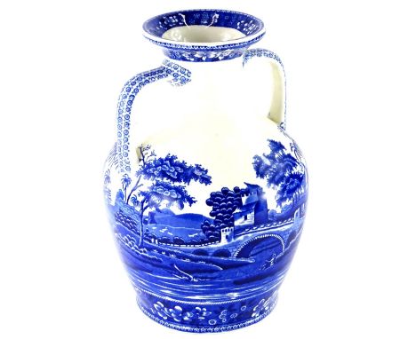 A Copeland Spode tower pattern blue printed two handled vase.