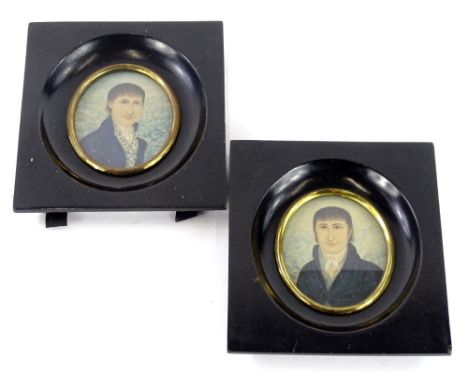 18thC English School. Portrait miniature of Thomas Child of Hurstbourne Tarrant, Hampshire, probably gouache, oval 8cm x 7cm,