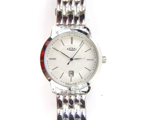 A stainless steel Rotary gent's wristwatch, with white dial, blue seconds hand and date apeture, numbered GB42825/02 (14717),