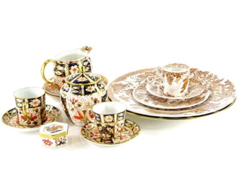 A collection of Royal Crown Derby porcelain, etc., to include an Imari pattern jar and cover, two cups and saucers, milk jug,