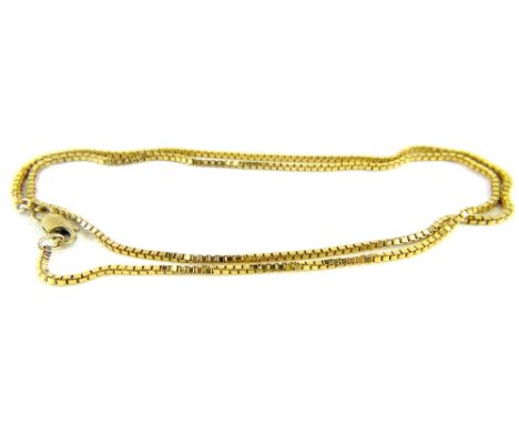 A 9ct gold box link chain, with clip clasp, 50cm long overall, 7.4g all in. 