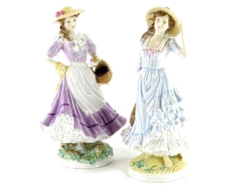 A Royal Worcester figure Summer, printed marks beneath, 21cm high, and a further figure (2).