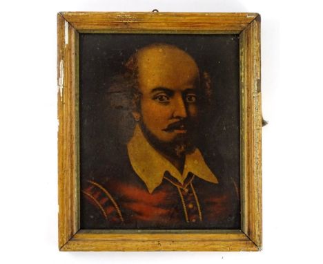 19thC School. William Shakespeare, coloured print.