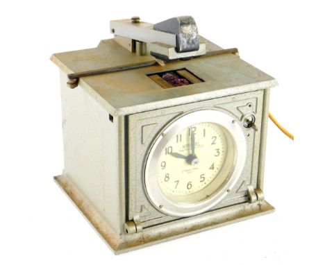 A National Tabletop Time Recorder, the paper dial stamped National Time Recorder CO LTD, St Mary Cray Kent, in a silver paint