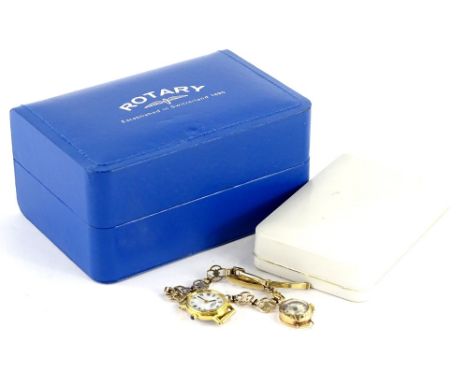 A Rotary ladies wristwatch, in a 9ct gold bracelet, with base metal watch head, 11.8g all in, together with a 9ct gold small 