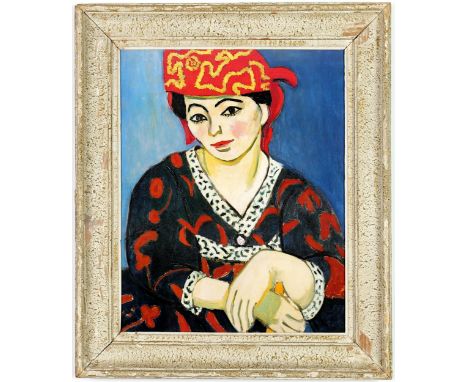 AFTER HENRI MATISSE, Portrait of a Woman, quadrichrome, French vintage frame, 55cm x 44cm. 