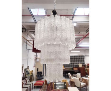 ATTRIBUTED VENINI MURANO GLASS CHANDELIER, 80cm drop approx. 
