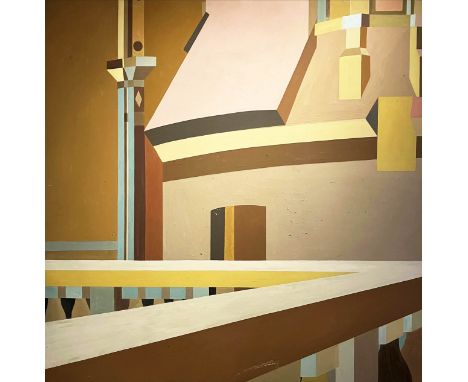 JAMES ARNOLD MARTIN (1931-2015), 'Architectural Abstract', oil on board, 120cm x 120cm. 