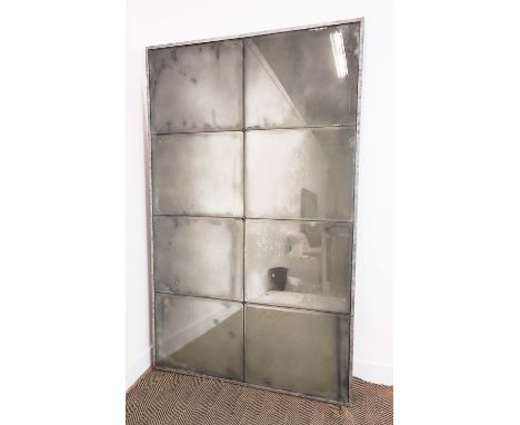 ARCHITECTURAL WALL MIRROR, antiqued segmented plate, 200cm x 125cm. 