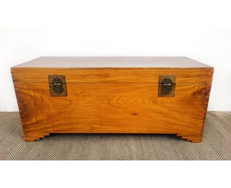 TRUNK, Chinese camphorwood with brass handles, 60cm H x 138cm W x 49cm D. 