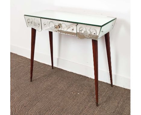DRESSING TABLE, 77cm x 35cm x 72cm approx., vintage 20th century, mirrored. 