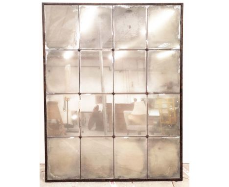 ARCHITECTURAL WALL MIRROR, antiqued segmented plate, 122cm x 162cm. 