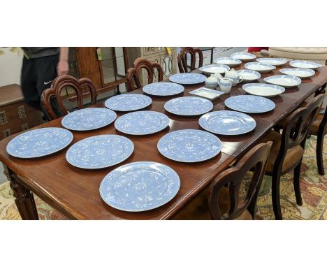 PART DINNER SERVICE, 'Daphne' Yves Deshouliers porcelain comprising twelve plates, and ten shallow edge plates with a teapot,