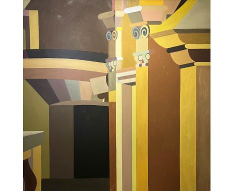 JAMES ARNOLD MARTIN (1931-2015), 'Architectural Abstract', oil on board, 120cm x 120cm. 