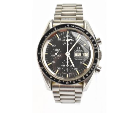 OMEGA; a&nbsp;stainless steel Speedmaster&nbsp;wristwatch with seventeen jewelled movement, no.48233705, the case back with l