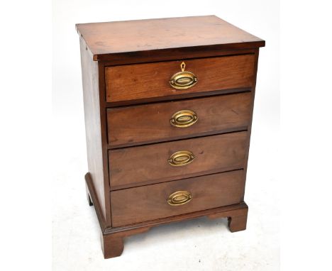 A small 19th century mahogany chest of four short drawers, the upper drawer with ivory escutcheon, on bracket feet, height 76