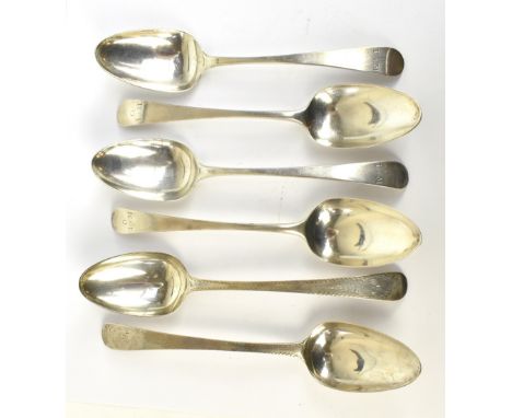 JOHN LAMBE; four George IV&nbsp;hallmarked silver tablespoons, each engraved with initials 'IOM' to handle, London 1822, and 