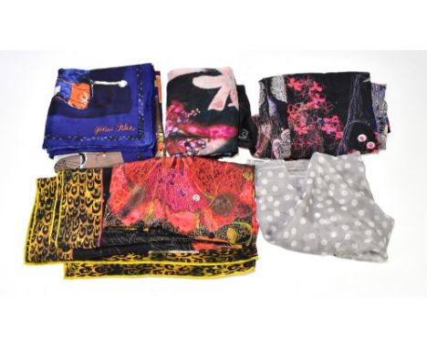 Five designer scarves&nbsp;including a Gloria Ortiz 100% silk scarf, two Lou Gardener multicoloured silk scarves, a Laura Orc