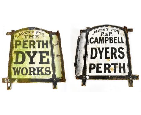 Two advertising enamel signs 'Agent for P &amp; P Campbell Dyers Per', 55 x 44cm (2).Additional InformationChipping, minor be