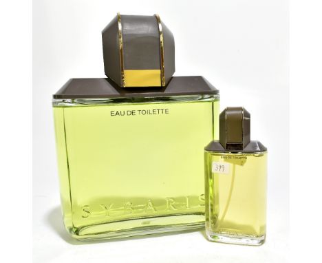 SYBARIS EAU DE TOILETTE FOR MEN; a large vintage display dummy perfume factice, and a smaller identical example (2).Additiona