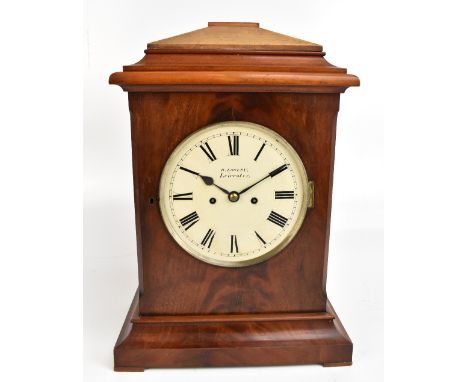 H. LOSEBY OF LEICESTER; a 19th century mahogany bracket clock, the circular painted dial set with Roman numerals, height 51cm