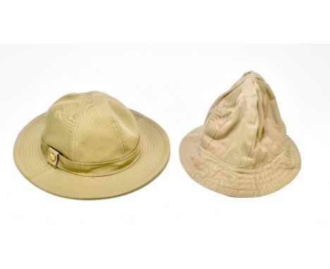 BURBERRY; a vintage wool and viscose safari pith helmet hat, size S,&nbsp;approx.&nbsp;20cm, and a reversible bucket hat, siz