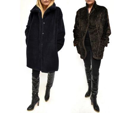 NICOLE FARHI; a vintage faux brown astrakhan coat, fully lined with front button fastenings, size UK 12, and a Maxmara Weeken